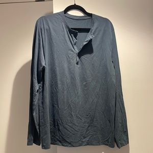 Teal/blue lulu lemon long sleeve henley shirt